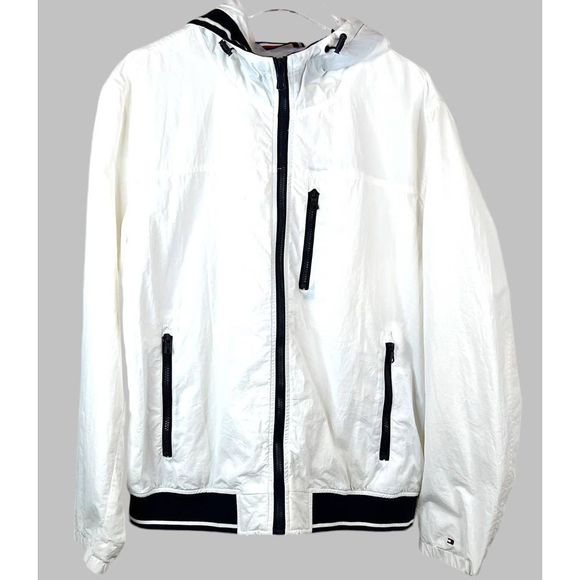 TOMMY HILFIGER Boathouse Hooded Bomber Jacket in White Men's Large - Picture 3 of 11